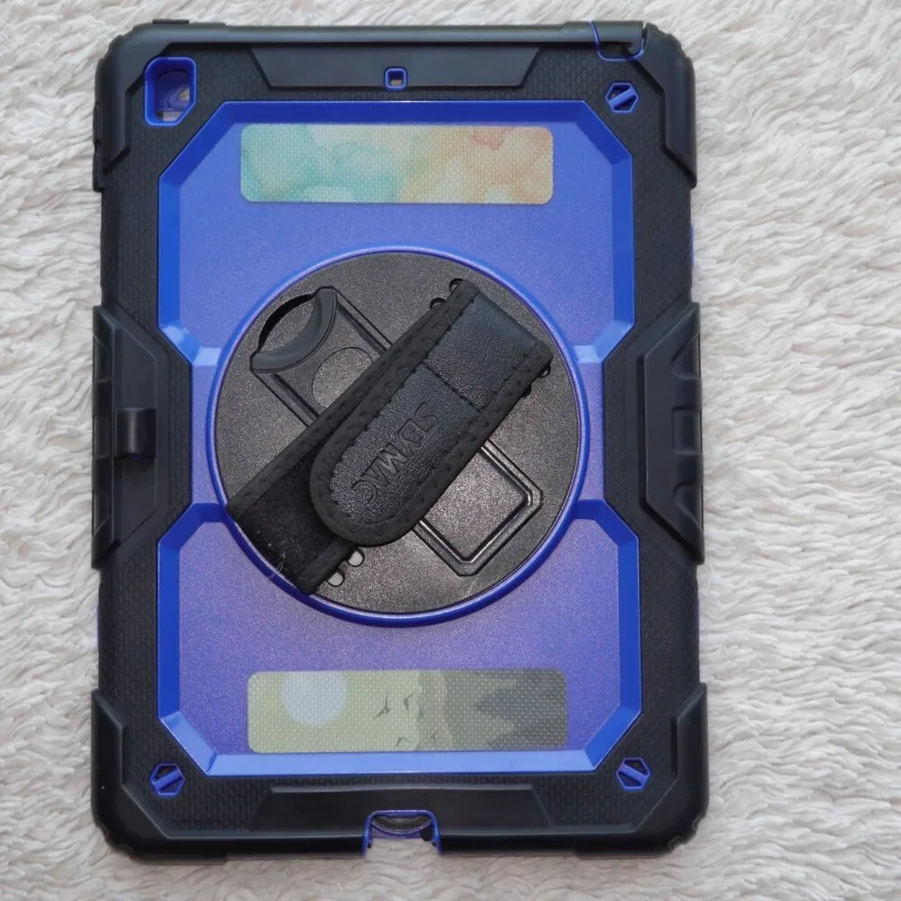 Shockproof iPad Case, Screen Protector, Pencil Holder, 360° Rotating Hand Stand